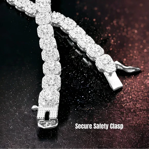 16” Iced Out Cubic Zirconia Ice Cube Tennis Chain Solid 925 Sterling Silver NWT